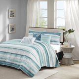 ZUN 6 Piece Printed Quilt Set with Throw Pillows Aqua King/Cal King B03597638