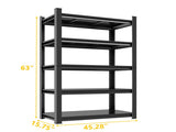 5-Tier Metal Industrial Storage Rack, Adjustable Shelving Storage Unit, Black Metal Shelving Rack 01254746