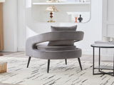 Modern Upholstered Velvet Open Back Accent Chair Barrel Dining Chair with Metal Legs, Cozy Round W3118P312816