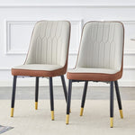 ZUN Light gray and brown color combination dining chairs and living room chairs. PU cushion and metal W1151P164672