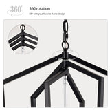 4-Light Farmhouse Kitchen Chandeliers, Matte Black and Sliver Vintage Rustic Cage Light Fixture W1592P209924