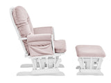 Mason Glider and Ottoman White Wood and Pink Fabric B02263776