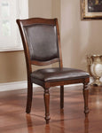 ZUN Luxurious Traditional Dining Chairs Brown Cherry Solid wood Espresso Leatherette Seat Set of 2pc B011115504