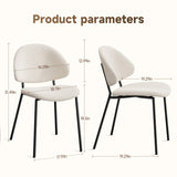 Set of 4 Upholstered Boucle Fabric Dining Chairs Mid-Century Modern Dining Chairs with Curved W3010P291310