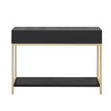 TREXM Entryway Table, Console Table with Two Drawers, Retro Hallway Table with Striking Geometric N715P227910B