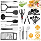 ZUN 23Pcs Kitchen Utensil Set Stainless Steel Nylon Heat Resistant Cooking Utensil Tool Kit w/ Grater 46903287