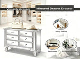 () 6-Drawer Mirrored Chest MDF 26.4*12*28in Silver 37459080