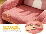 1pcs Wood Frame Armchair Kids Sofa, Red Gradient Teddy Velvet 55234829