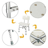 Medical Bathroom Safety Shower Tub Heavy Duty Aluminium Alloy Bath Chair Bench with Back White 77592932