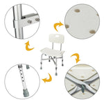 ZUN Medical Bathroom Safety Shower Tub Heavy Duty Aluminium Alloy Bath Chair Bench with Back White 77592932