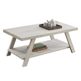 Athens Contemporary Wood Shelf Coffee Table in White Finish T2574P164643