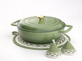6-Quart Cast Iron Enamel Pot Includes Two Cloth Mittsnd 79219786