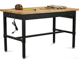 48/60/70 Inch Adjustable Workbench with Power Outlet Heavy Duty 2500 LBS Load Capacity Hardwood Work W5072P469291
