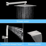 ZUN Rain Shower System Matte Black Tub Shower Faucet Set 10 Inch Square Rainfall Shower Head with T3177P269100