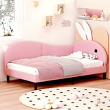 Twin size Upholstered Rabbit-Shape Daybed, Sofabed with Rabbit Ear Headboard, Pink N733P208516H
