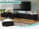 ON-TREND Luxury Fluted TV Stand for TVs Up to 85", Faux Marble Tabletop Media Console with 4 N721P298025B
