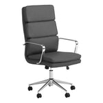 ZUN Grey and Chrome Upholstered Office Chair with Casters B062P145687