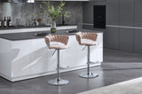 Set of 2 Bar Stools,with Chrome Footrest and Base Swivel Height Adjustable Mechanical Lifting Velvet W1249P247740