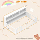 Versatile Floor Bed with Bookcase - White 89366824