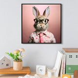 Stretched Canvas Print - Whimsical Rabbit in Blush Pink Three-Piece Suit, Nursery and Bedroom Wall W3374P324199