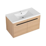 ZUN LEVISTAR Oak 36 Inch Bathroom Vanity with resin Countertop Sink, 2 Doors Bathroom Cabinet Set W1972P165045