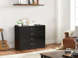 PB Wood Simple 4-Drawer Nightstand Dresser with USB Ports & Outlet Black 58873674