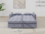 Corduroy Double Sleeper Sofa With Pull-Out Bed, 2 Pillows & Side Storage Pocket 33207990