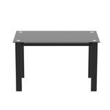Modern tempered glass black dining, simple rectangular metal legs living room kitchen W24137458