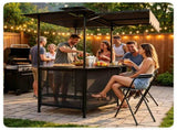 6' x 5.5' Outdoor BBQ Grill Shelter Gazebo, Waterproof Fabric Canopy with 2-Tier Roof, 6 Hanging 41713667