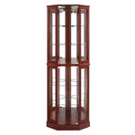 ZUN 6 Shelf Corner Curio Display Cabinet with Lights, Mirrors and Adjustable Shelves, Cherry 99490585