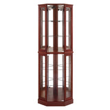 ZUN 6 Shelf Corner Curio Display Cabinet with Lights, Mirrors and Adjustable Shelves, Cherry W1693P165027