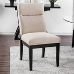 ZUN Set of 2 Padded Fabric Dining Chairs in Black and Beige B016P156454