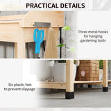 Natural Wood Potting Bench Table, Outdoor Garden Table with Removable Sink and Faucet 51205211