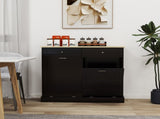 Two Drawers and Two-Compartment Tilt-Out Trash Cabinet Kitchen Trash Cabinet-Black W1120127329