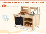 Natural Kids Wooden Barbecue Grill Playset with Chalkboard and Sink and Cabinet 14190718
