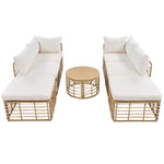 ZUN 7 Pieces Outdoor Patio Furniture, All-Weather Rattan Sectional Sofa Set with Thick Cushions and 82226098