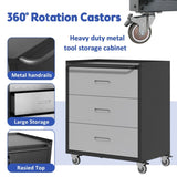 Heavy-Duty Metal Storage Cabinet with Wheels - 3 Drawer Tool Cabinet for Garage, Office, and Home T2398P222835