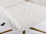 A&A Furniture Office Chair,Artificial rabbit hair Home Office Chair with Golden Metal W114392211
