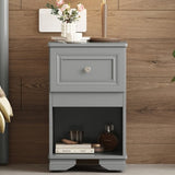Elegant Design Nightstand with Drawer and Open Shelf for Bedroom, Retro Style Bedside Table with N733P199704E