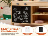 Natural Kids Wooden Barbecue Grill Playset with Chalkboard and Sink and Cabinet 14190718
