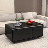 ZUN Modern Smart Coffee Table with Built-in Fridge, Wireless Charging, Power Socket, USB Interface, W1172125505