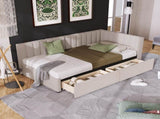 Upholstered Daybed with 2 Storage Drawers Twin Size Sofa Bed Frame No Box Spring Needed, Linen WF299017AAA