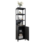 BLACK Storage Tall Slim with Shutter Door and 3 Tier Shelves, Freestanding Linen Tower W2207P272658