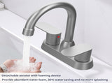 Bathroom Sink Faucet Brushed Nickel 2-Handle 360 Degree High Arc Swivel Spout Centerset 4 Inch 29805597