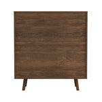 ZUN Bohemian Bar Cabinet, Natural Rattan Doors, Removable Wine Rack in Walnut B064P191193