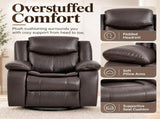 Faux Leather Rocker Swivel Recliner Chair, Manual Reclining Armchair with 360&deg Swivel Base, B2766P587865