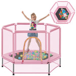 ZUN 55'' Toddlers Trampoline with Safety Enclosure Net and Balls, Indoor Outdoor Mini Trampoline for 33415175