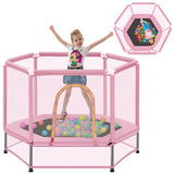 55'' Toddlers Trampoline with Safety Enclosure Net and Balls, Indoor Outdoor Mini Trampoline for 33415175