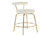 Counter Stool in Gold Metal and Cream Velvet - Set of 2 B202P222098