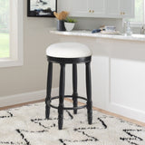 AGODY Bar Stools Set of 2, 26" Counter Height, 360&deg Swivel Wooden Barstool with Fabric Upholstered W2170P208076